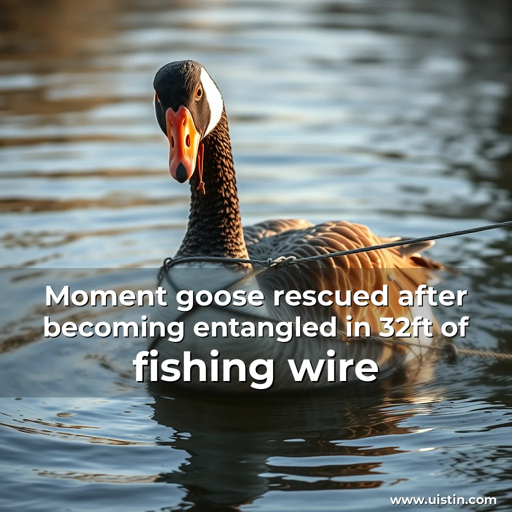 Read more about the article Moment goose rescued after becoming entangled in 32ft of fishing wire